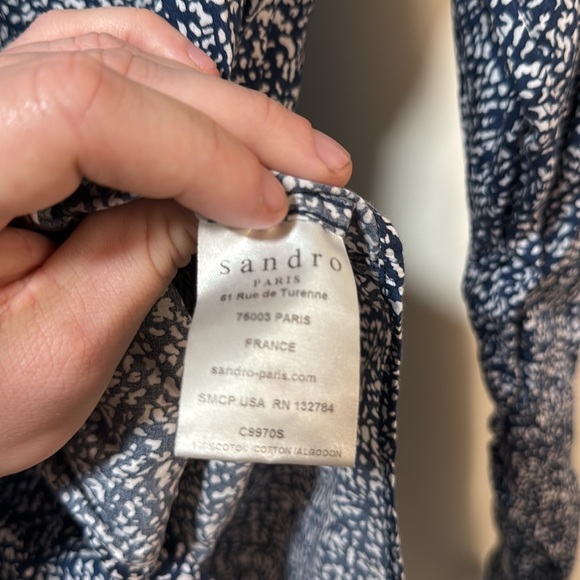 Sandro Paris Blue and white patterned cotton button down size small - Picture 5 of 5
